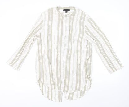 Atmosphere Womens Green Striped Viscose Basic Button-Up Size 12 Collared