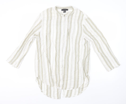 Atmosphere Womens Green Striped Viscose Basic Button-Up Size 12 Collared