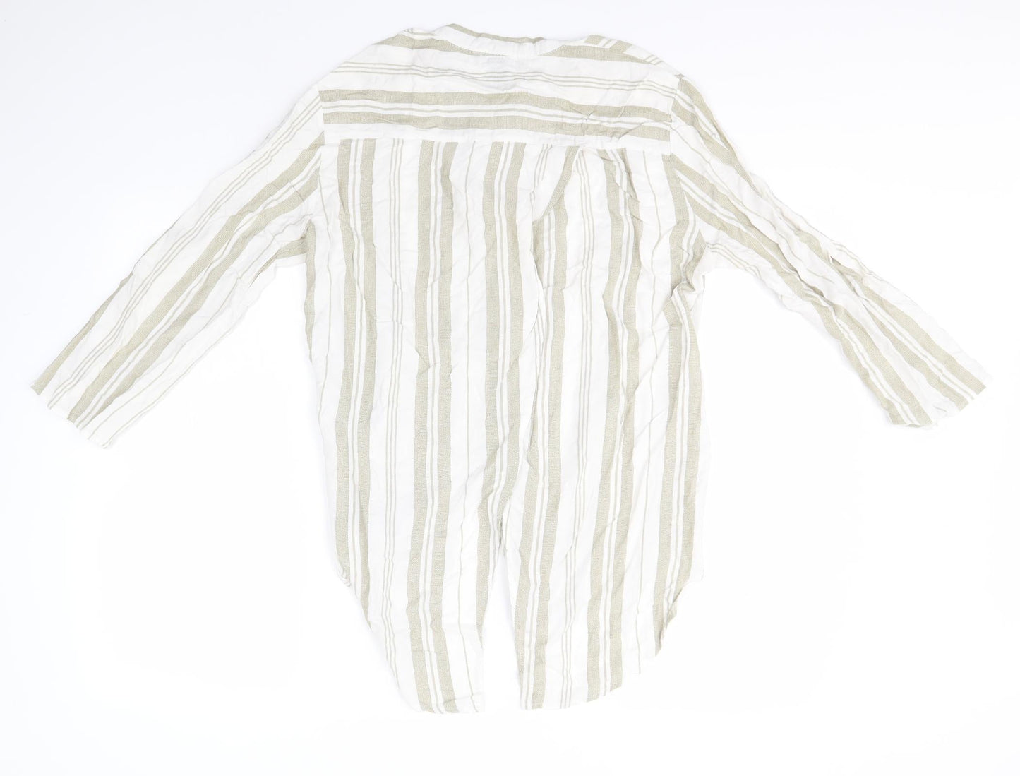 Atmosphere Womens Green Striped Viscose Basic Button-Up Size 12 Collared