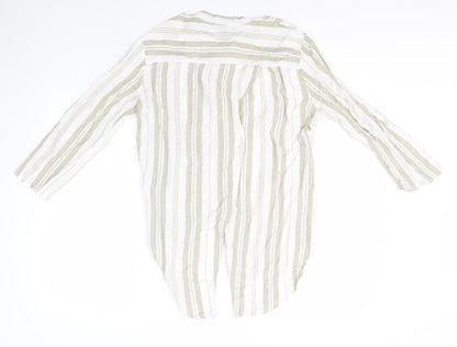 Atmosphere Womens Green Striped Viscose Basic Button-Up Size 12 Collared