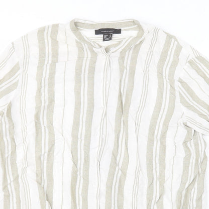 Atmosphere Womens Green Striped Viscose Basic Button-Up Size 12 Collared