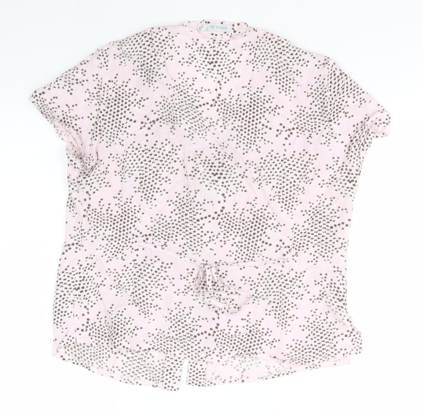 Gold Womens Pink Polka Dot Polyester Basic Button-Up Size 14 Collared