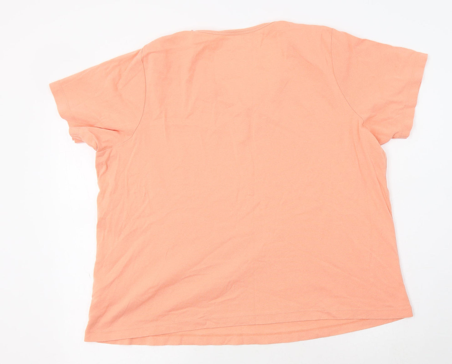 BM Womens Orange  Cotton Basic Blouse Size XL V-Neck