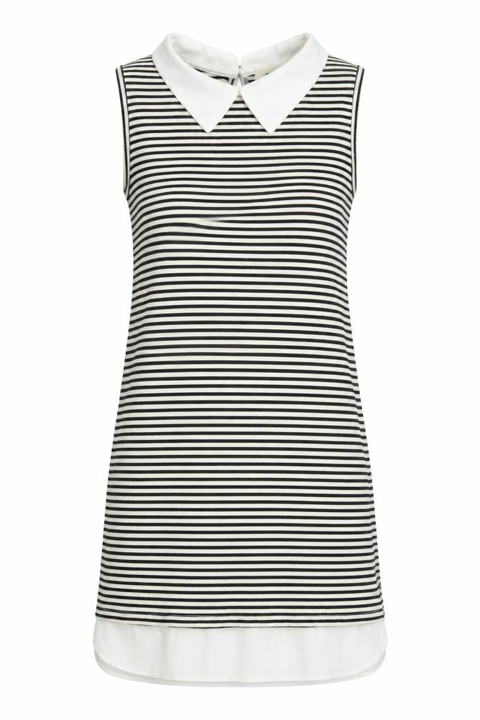 Monteau Womens White Striped  Tunic Blouse Size S Collared