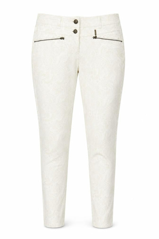 Olsen Womens Ivory Paisley Cotton Skinny Jeans Size 8 L31 in Regular Button