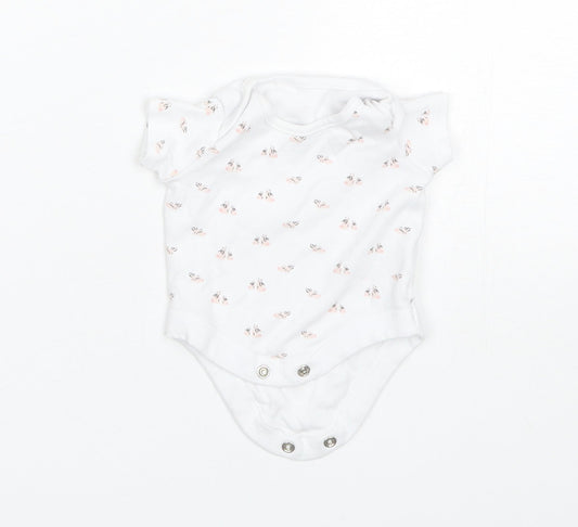 F&F Baby White Floral Cotton Romper One-Piece Size 0-3 Months