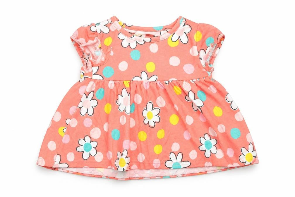 Marks & Spencer Baby Pink Polka Dot Cotton Shift  Size 3-6 Months  Round Neck