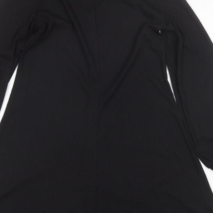 Nutmeg Womens Black  Polyester Shift  Size 10  V-Neck