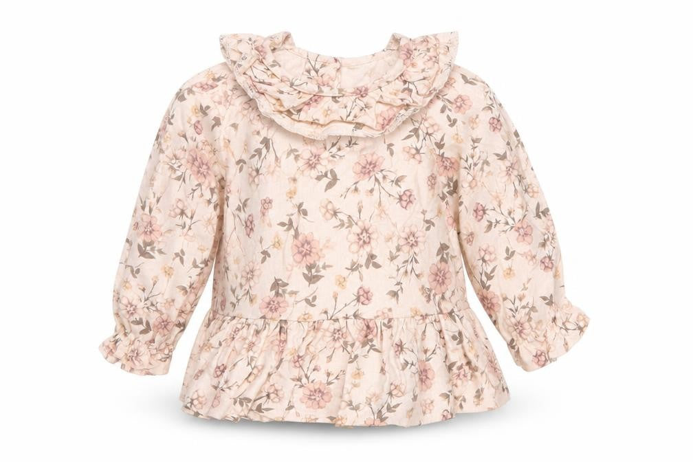 George Baby Pink Floral Cotton Basic Blouse Size 0-3 Months Collared