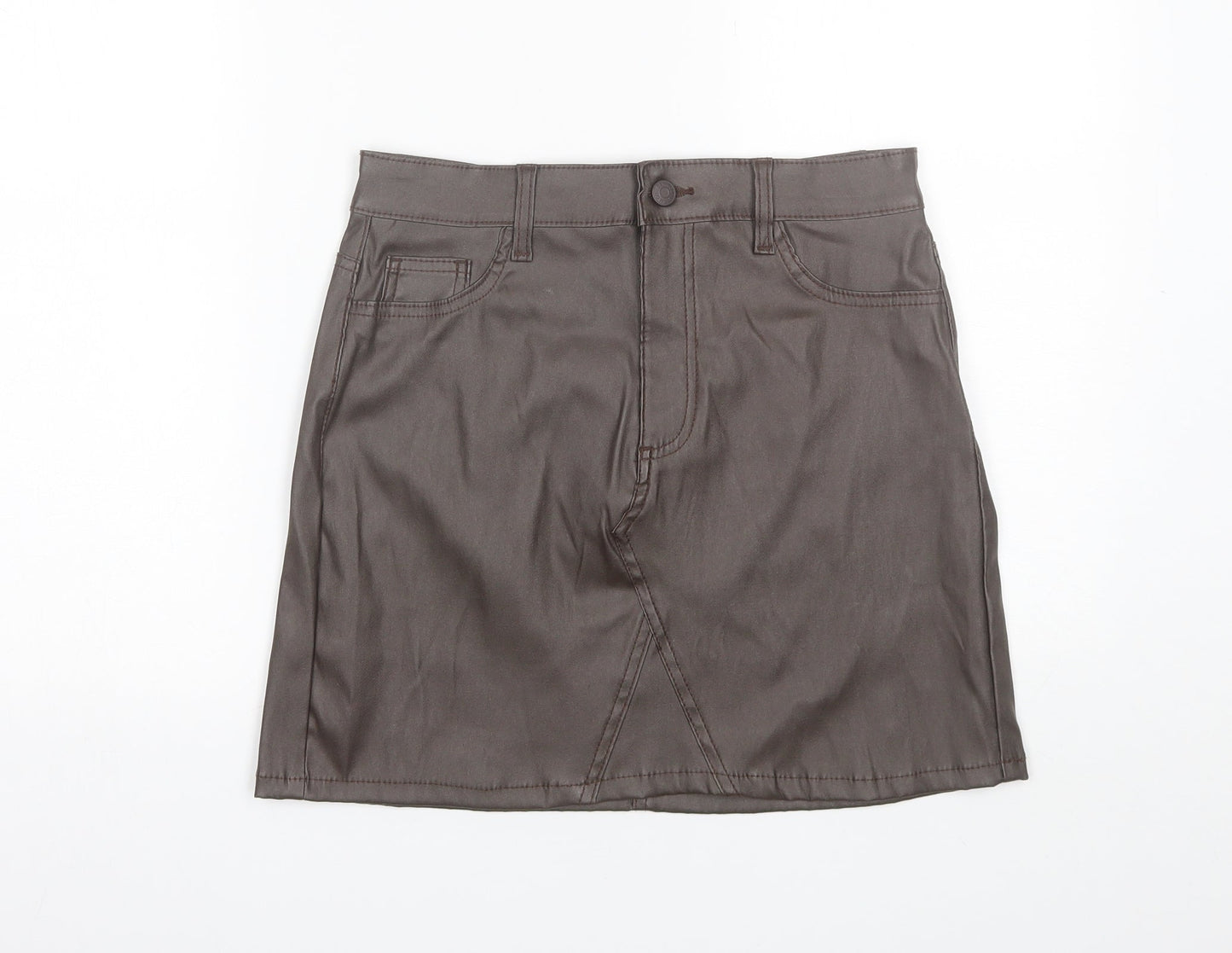 Denim & Co. Womens Brown  Polyester Mini Skirt Size 10