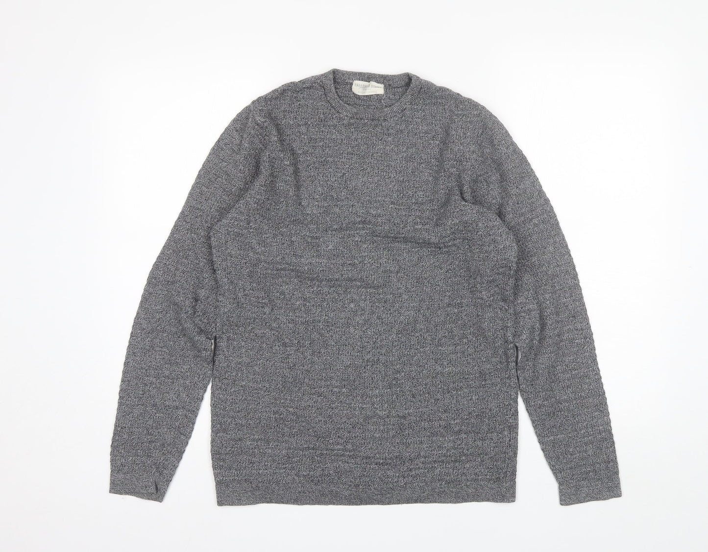 Cedar Wood State Mens Grey Round Neck  Cotton Pullover Jumper Size S
