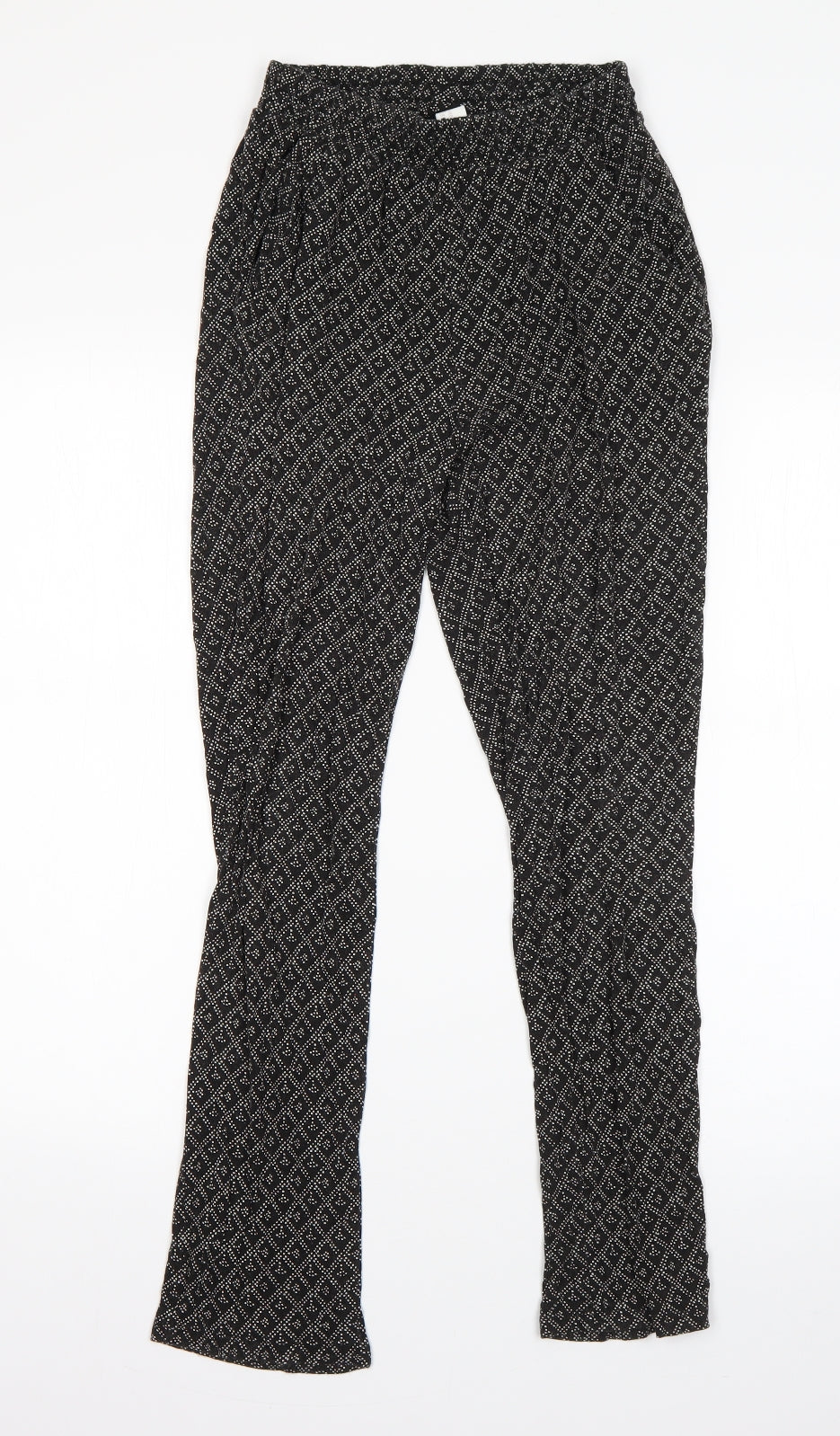H&M Womens Black Argyle/Diamond Viscose Dress Pants Trousers Size XS L25 in Regular