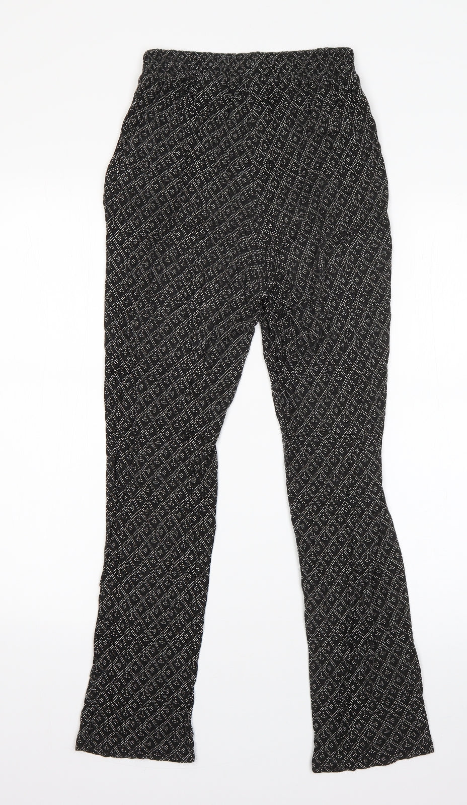 H&M Womens Black Argyle/Diamond Viscose Dress Pants Trousers Size XS L25 in Regular