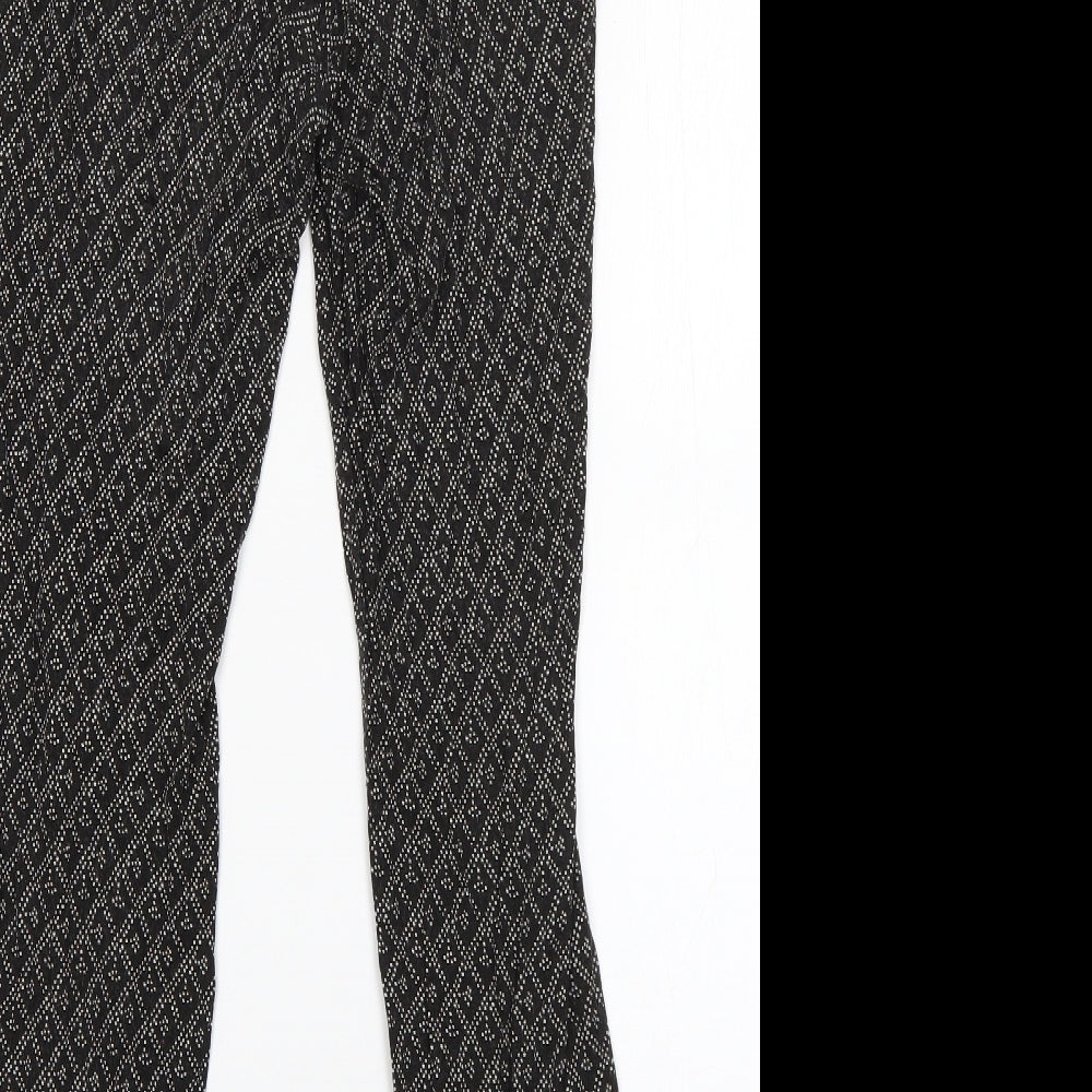 H&M Womens Black Argyle/Diamond Viscose Dress Pants Trousers Size XS L25 in Regular