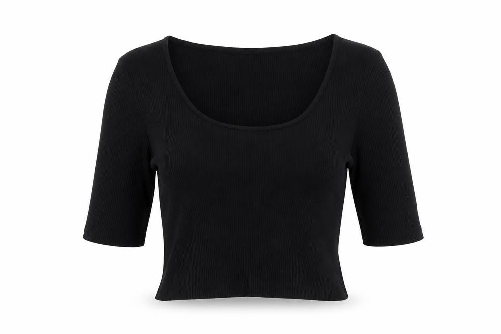 H&M Womens Black  Viscose Basic Blouse Size M Round Neck