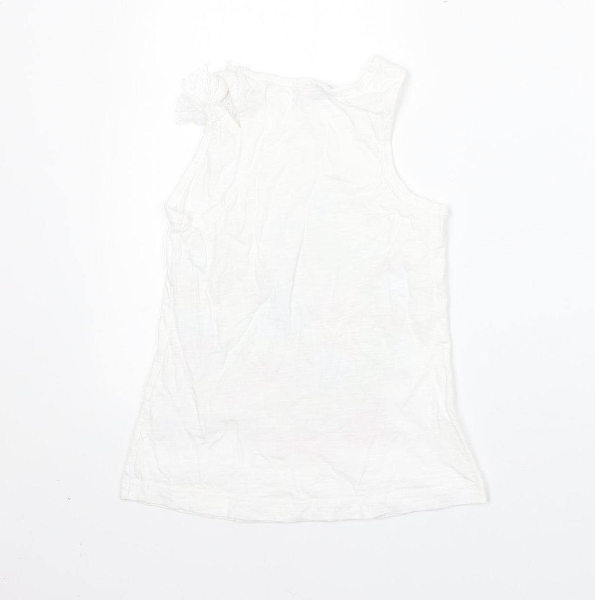 F&F Girls White  Cotton Basic Tank Size 7-8 Years Round Neck  - english tea
