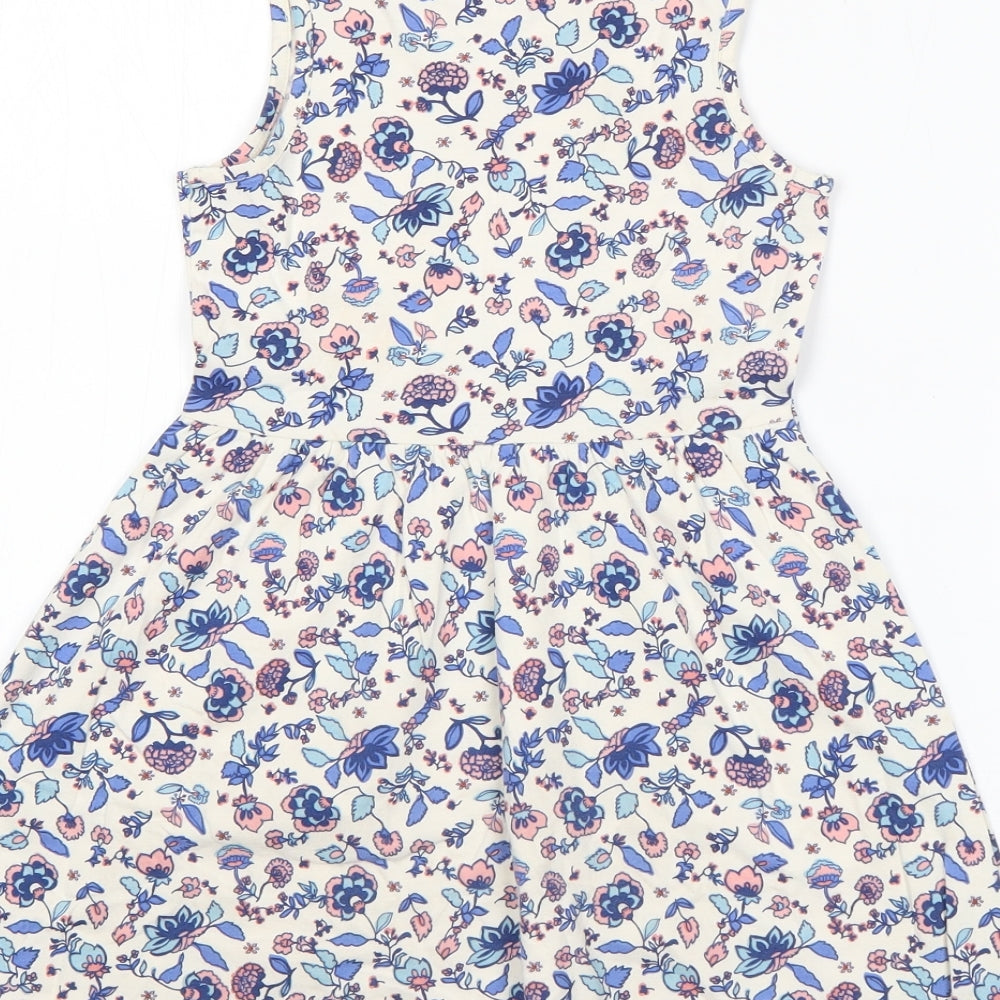 Palomino Womens White Floral Cotton Shift  Size 6  Round Neck