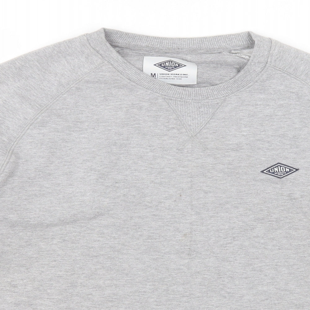 Union Mens Grey Round Neck  Cotton Pullover Jumper Size M