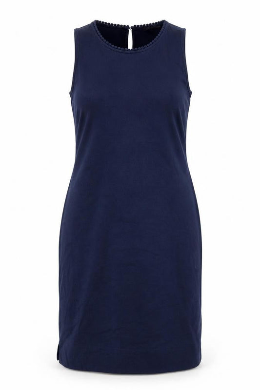 Marks & Spencer Womens Blue  Flax Pencil Dress  Size 12  Round Neck
