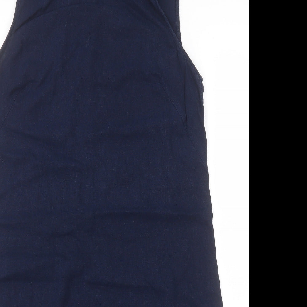Marks and Spencer Womens Blue  Flax Pencil Dress  Size 12  Round Neck