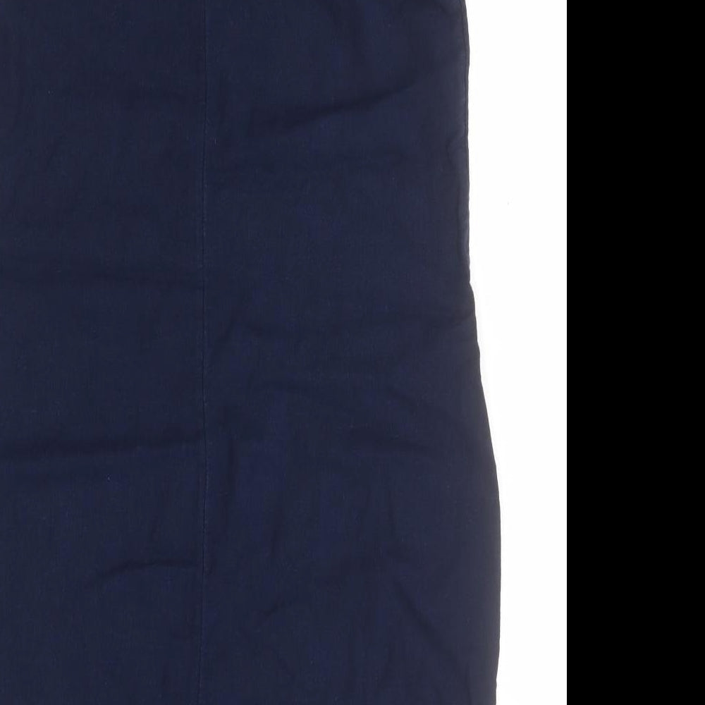 Marks and Spencer Womens Blue  Flax Pencil Dress  Size 12  Round Neck