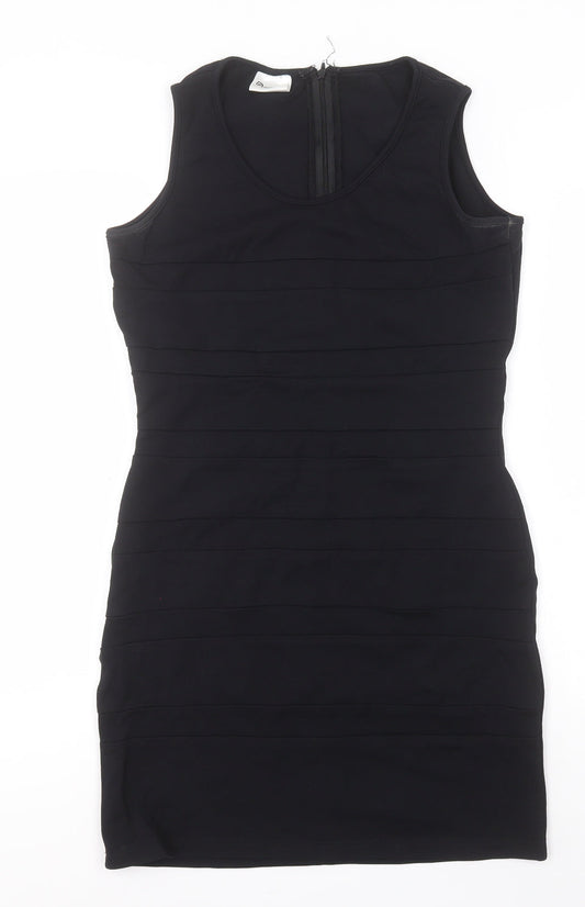 IMAGES Womens Black  Nylon Pencil Dress  Size 14  Round Neck