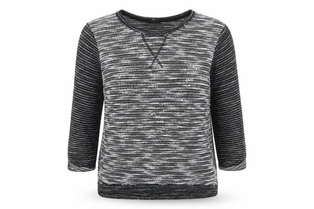 H&M Womens Grey Round Neck Striped Polyester Pullover Jumper Size M