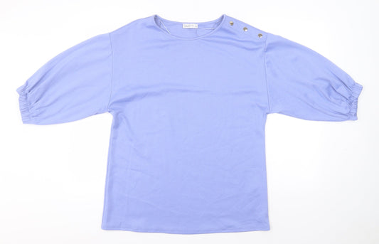 Papaya Womens Blue Round Neck  Polyester Pullover Jumper Size 10