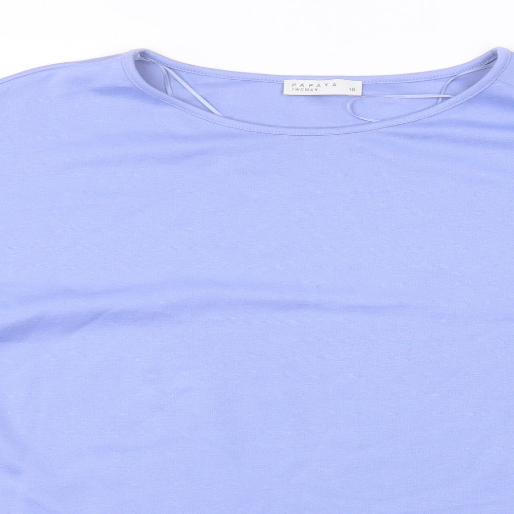 Papaya Womens Blue Round Neck  Polyester Pullover Jumper Size 10
