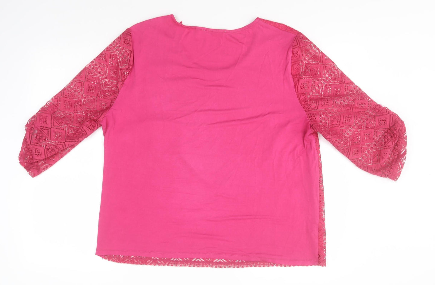 Roseanna Womens Pink Geometric Polyester Basic T-Shirt Size 2XL Round Neck