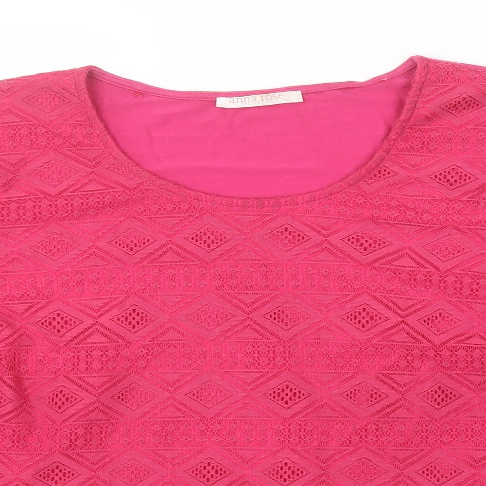 Roseanna Womens Pink Geometric Polyester Basic T-Shirt Size 2XL Round Neck
