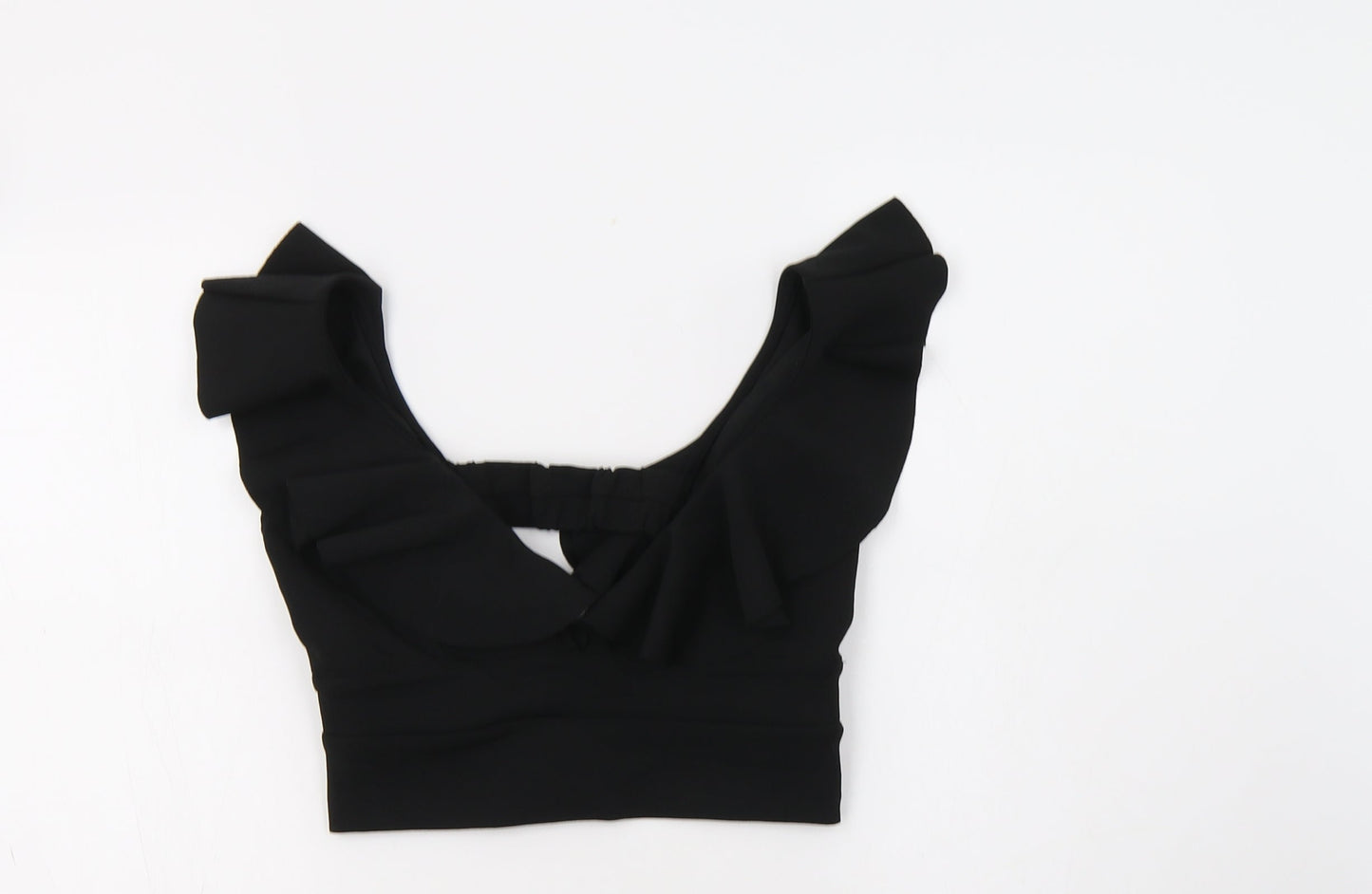 River Island Womens Black   Cropped Blouse Size 6 V-Neck