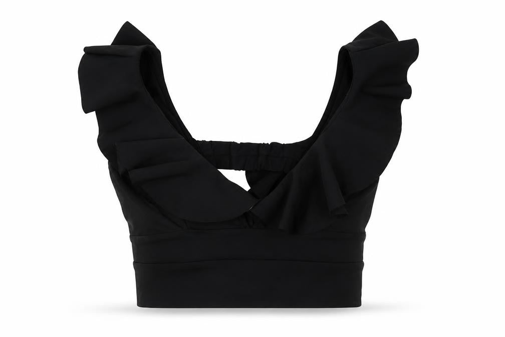 River Island Womens Black   Cropped Blouse Size 6 V-Neck