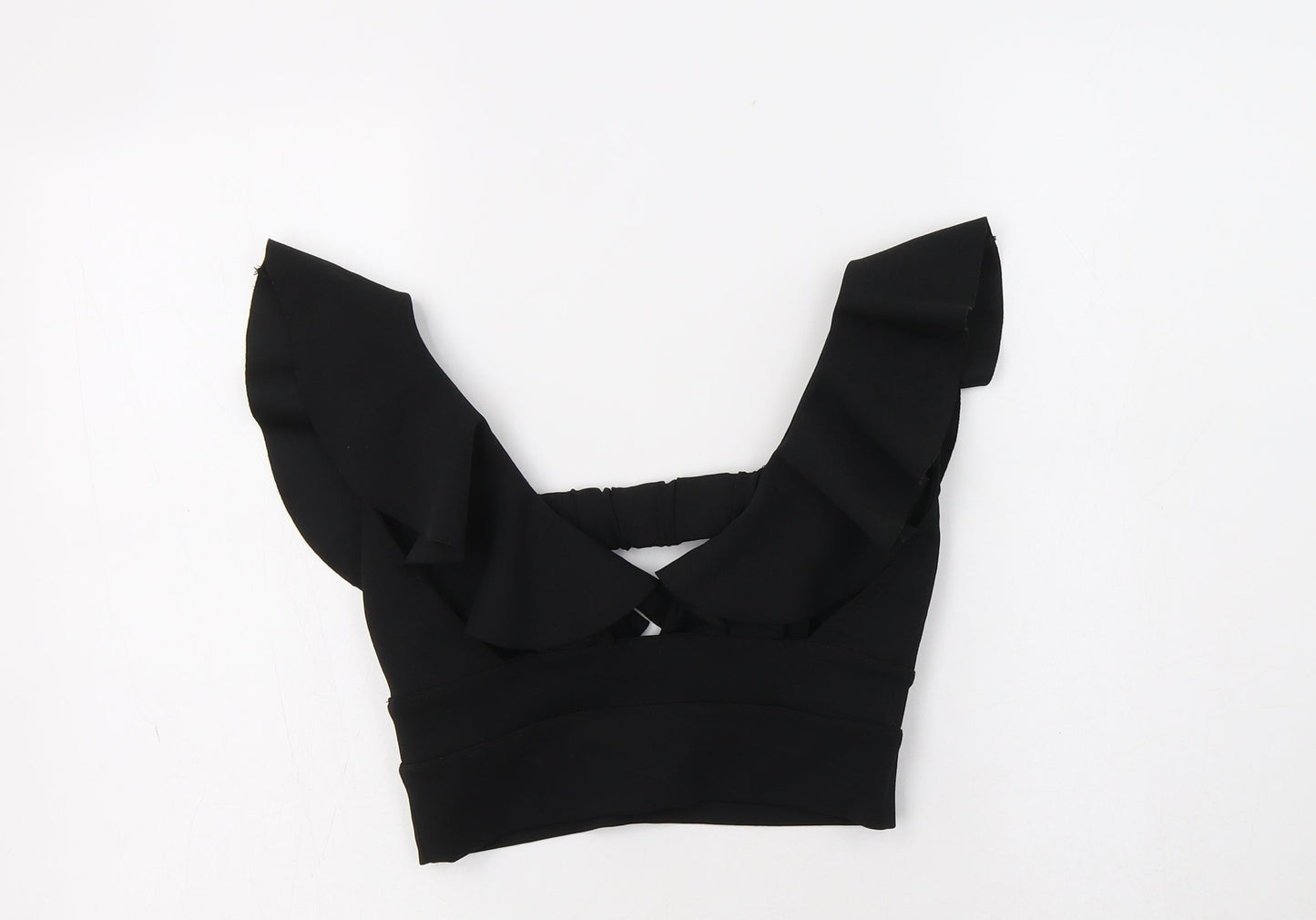 River Island Womens Black   Cropped Blouse Size 6 V-Neck