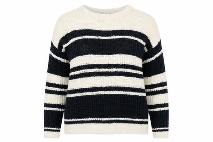 Newv Look Womens Blue Crew Neck Striped Acrylic Pullover Jumper Size 16