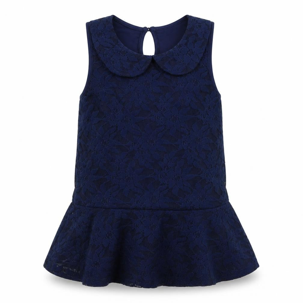 George Girls Blue Floral Polyester Basic Blouse Size 10-11 Years Collared Button - Peplum