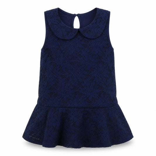 George Girls Blue Floral Polyester Basic Blouse Size 10-11 Years Collared Button - Peplum