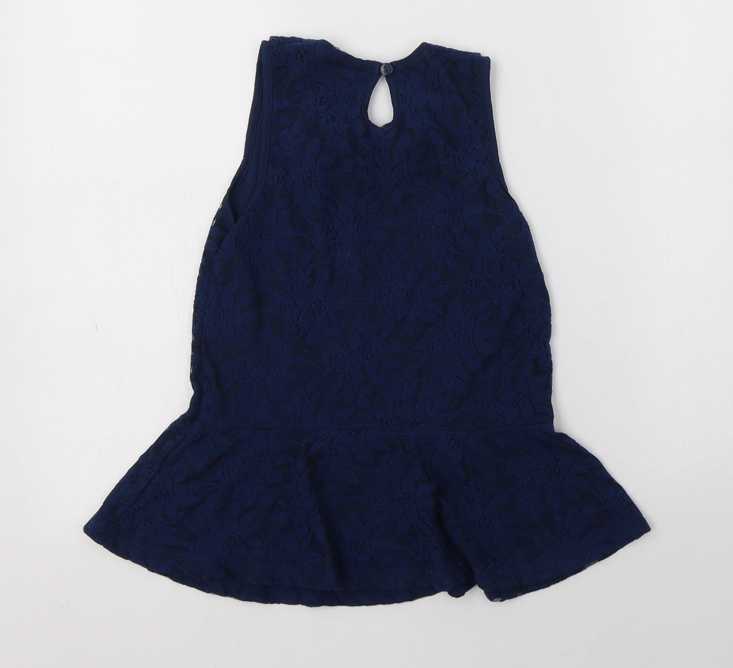 George Girls Blue Floral Polyester Basic Blouse Size 10-11 Years Collared Button - Peplum