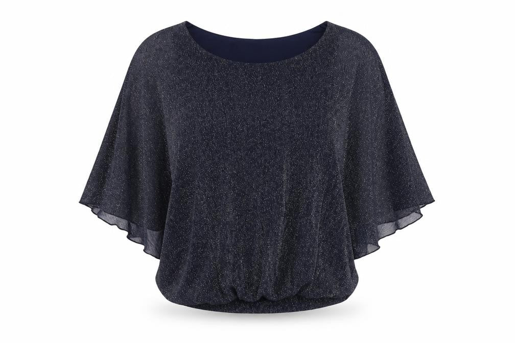 Dorothy Perkins Womens Blue  Nylon Basic Blouse Size 10 Crew Neck
