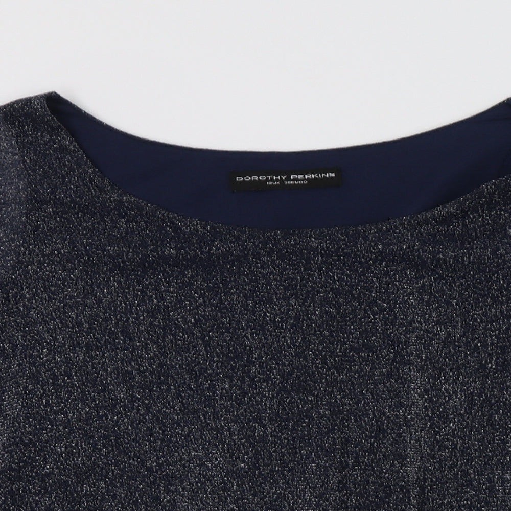 Dorothy Perkins Womens Blue  Nylon Basic Blouse Size 10 Crew Neck