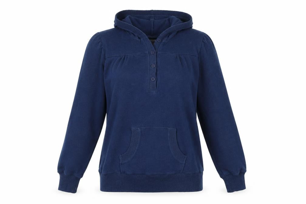 Night & Day Womens Blue  Cotton Henley Hoodie Size M  Button
