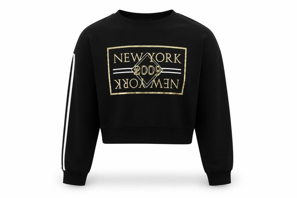 Select Girls Black  Cotton Pullover Sweatshirt Size 12-13 Years   - New York