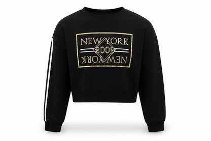 Select Girls Black  Cotton Pullover Sweatshirt Size 12-13 Years   - New York