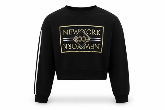 Select Girls Black  Cotton Pullover Sweatshirt Size 12-13 Years   - New York