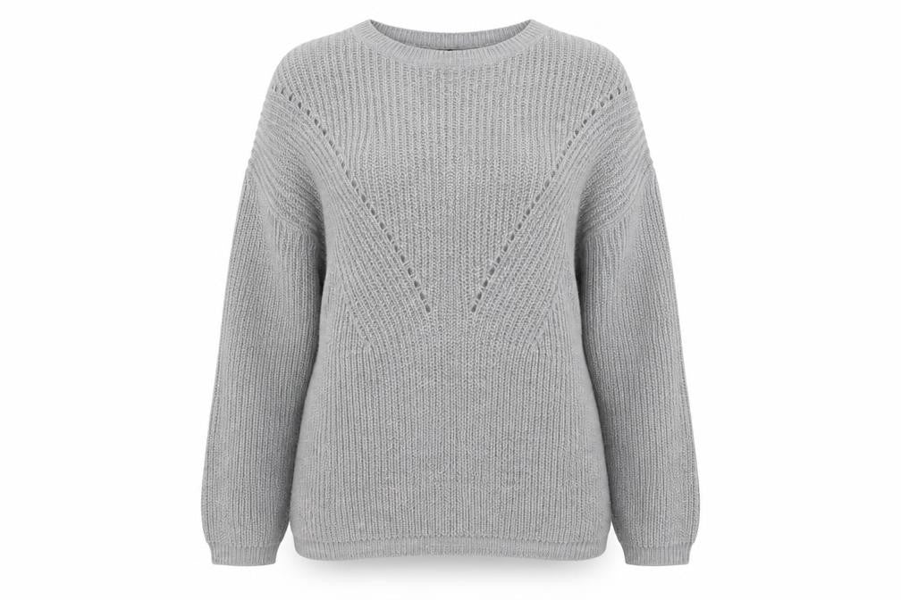 Peacocs Womens Grey Crew Neck  Acrylic Pullover Jumper Size XL