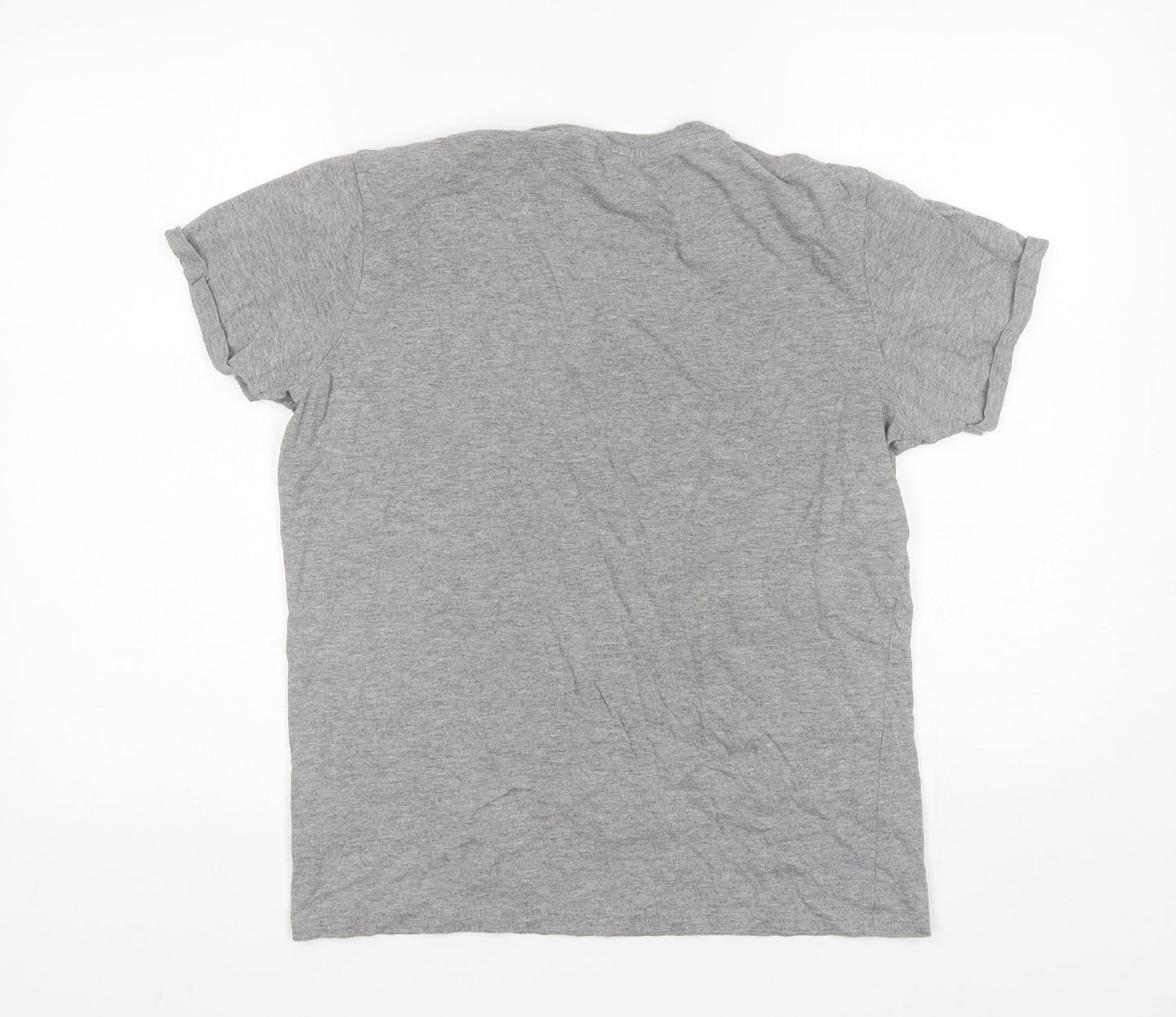 Industrialize Womens Grey  Cotton Blend Basic T-Shirt Size M Round Neck