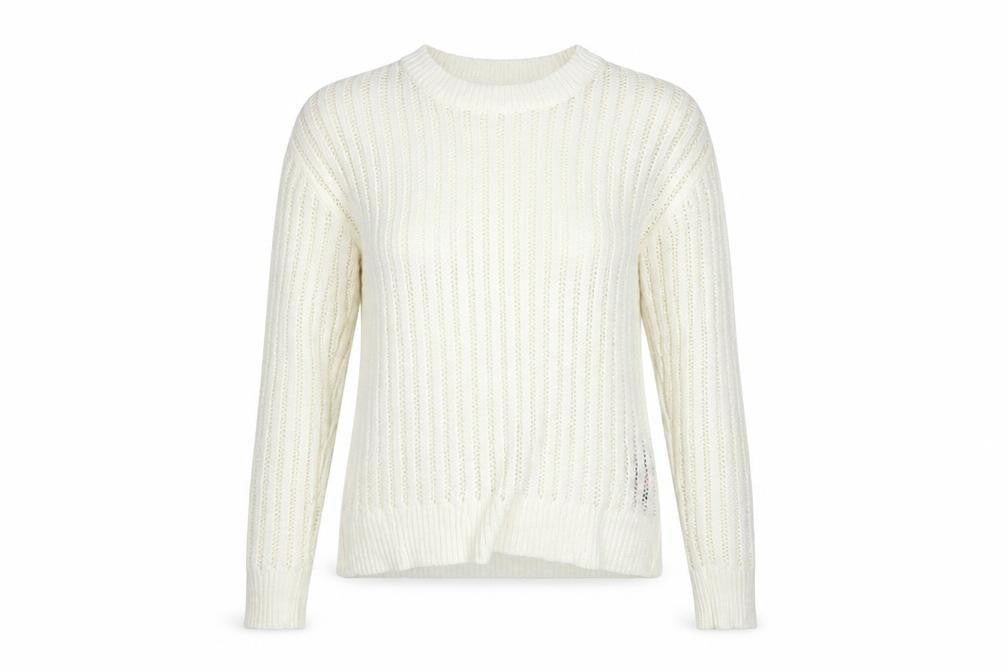 Primark Womens White Round Neck  Acrylic Pullover Jumper Size XS