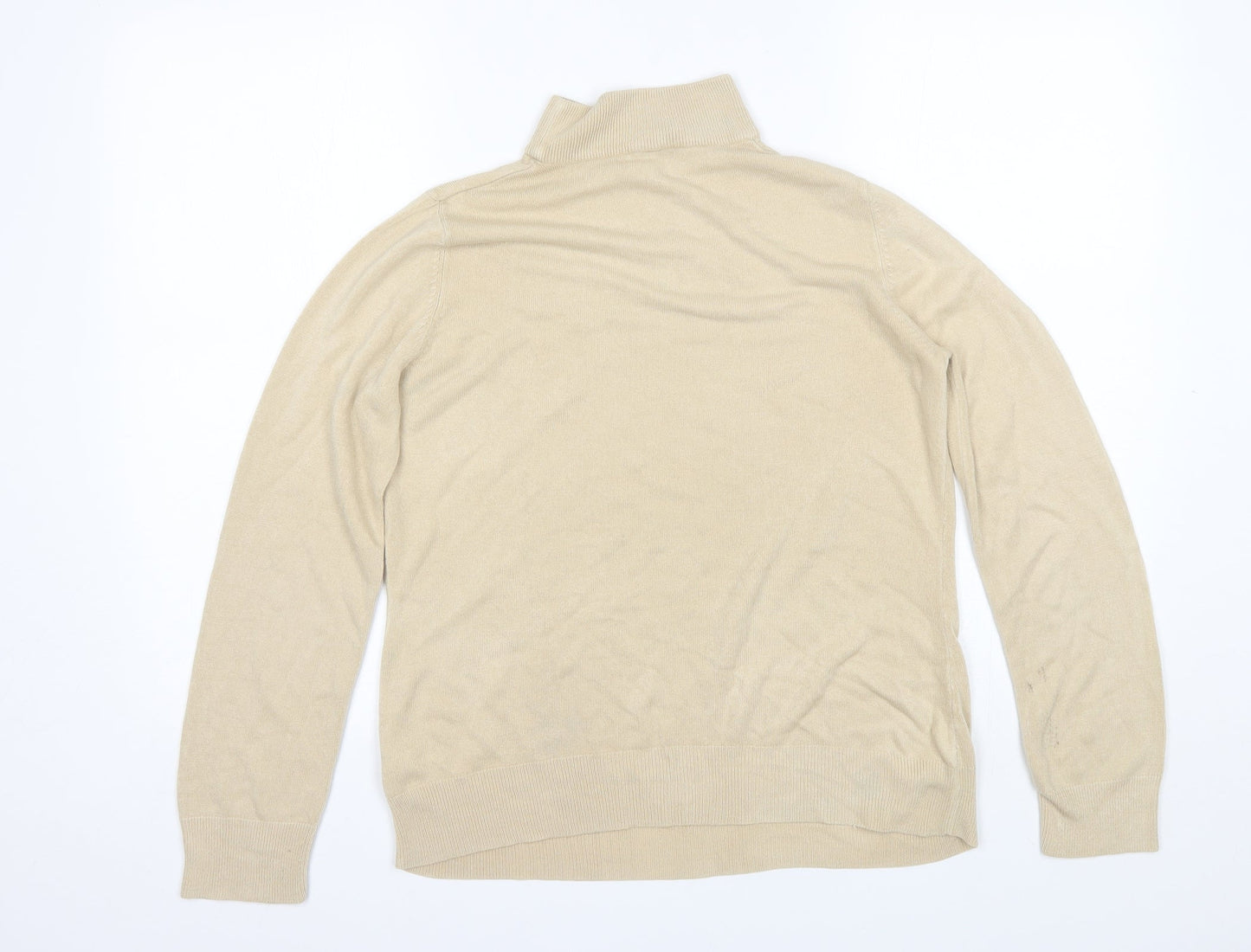 BHS Womens Beige Mock Neck  Acrylic Pullover Jumper Size 14
