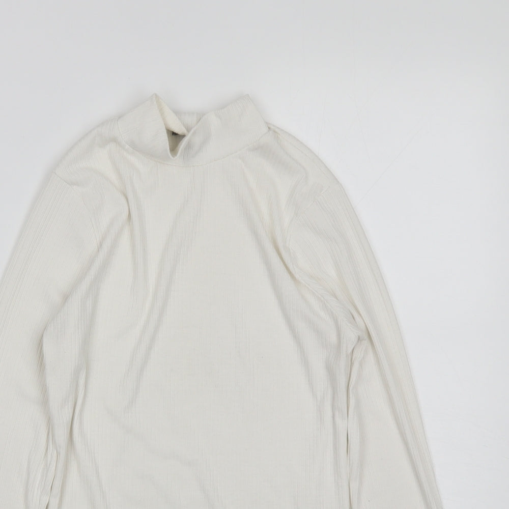 New Look Womens White Mock Neck  Polyester Pullover Jumper Size 8