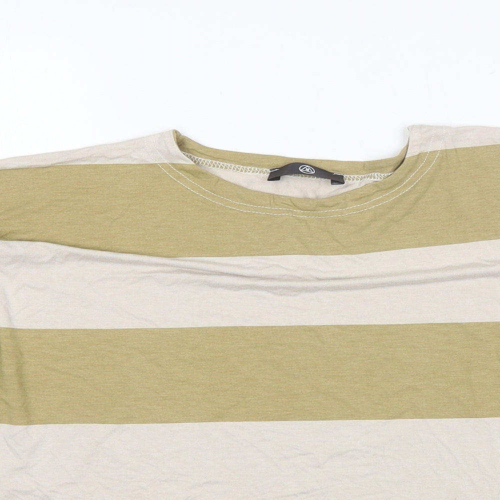 Missguided Womens Brown Striped Polyester Basic T-Shirt Size 10 Round Neck